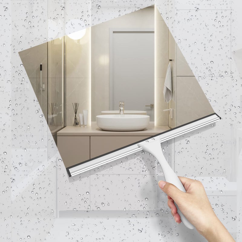 AmazerBath ممسحة أمازر باث لزجاج باب الدش، ممسحة دش للأبواب الزجاجية - ممسحة متعددة الاستخدامات مع خطاف لأبواب الدش، النوافذ، المرايا، البلاط وزجاج السيارات، 12 بوصة - Image 5